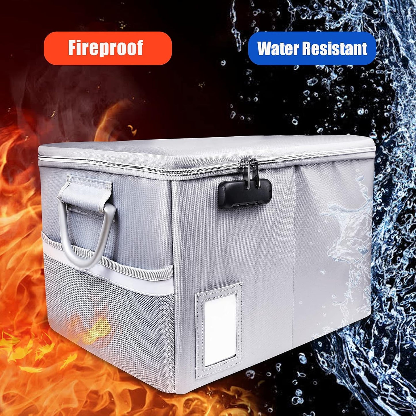 TOMKID Fireproof File Cabinet with Lock, Fireproof Document Organizer Collapsible File Box Filing Cabinet with Handle for Letter Legal Folder Certifications