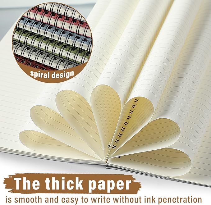Fuutreo 24 Pcs Spiral Notebook for Work A5 8.3 x 5.7 Inch College Ruled Spiral Journal Notebook Kraft Cover, 12 Color, 60 Sheets, 120 Pages for Office School Supplies(Morandi Color)