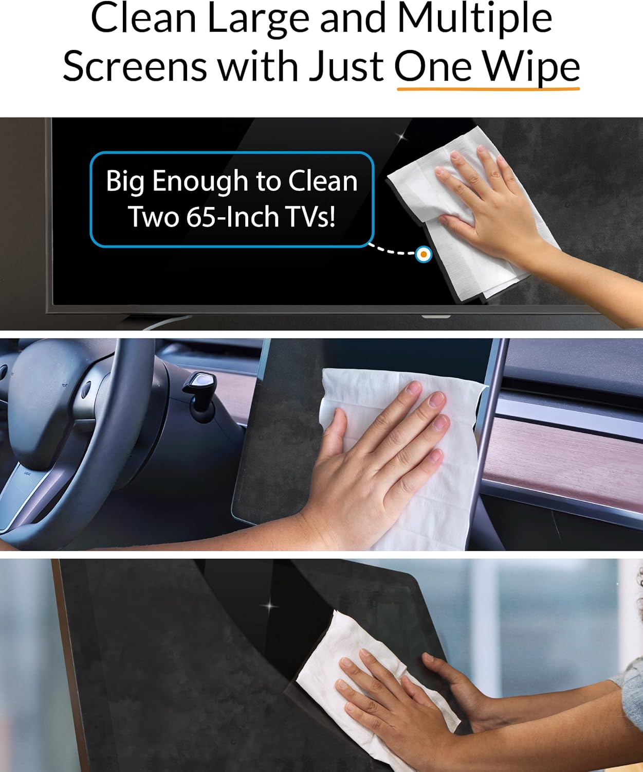 iCloth XL Screen Cleaning Wipes, Lint-Free and Streak-Free, Fast-Drying, Removes Dust, Fingerprints, and Smudges (24 XL Wipes)