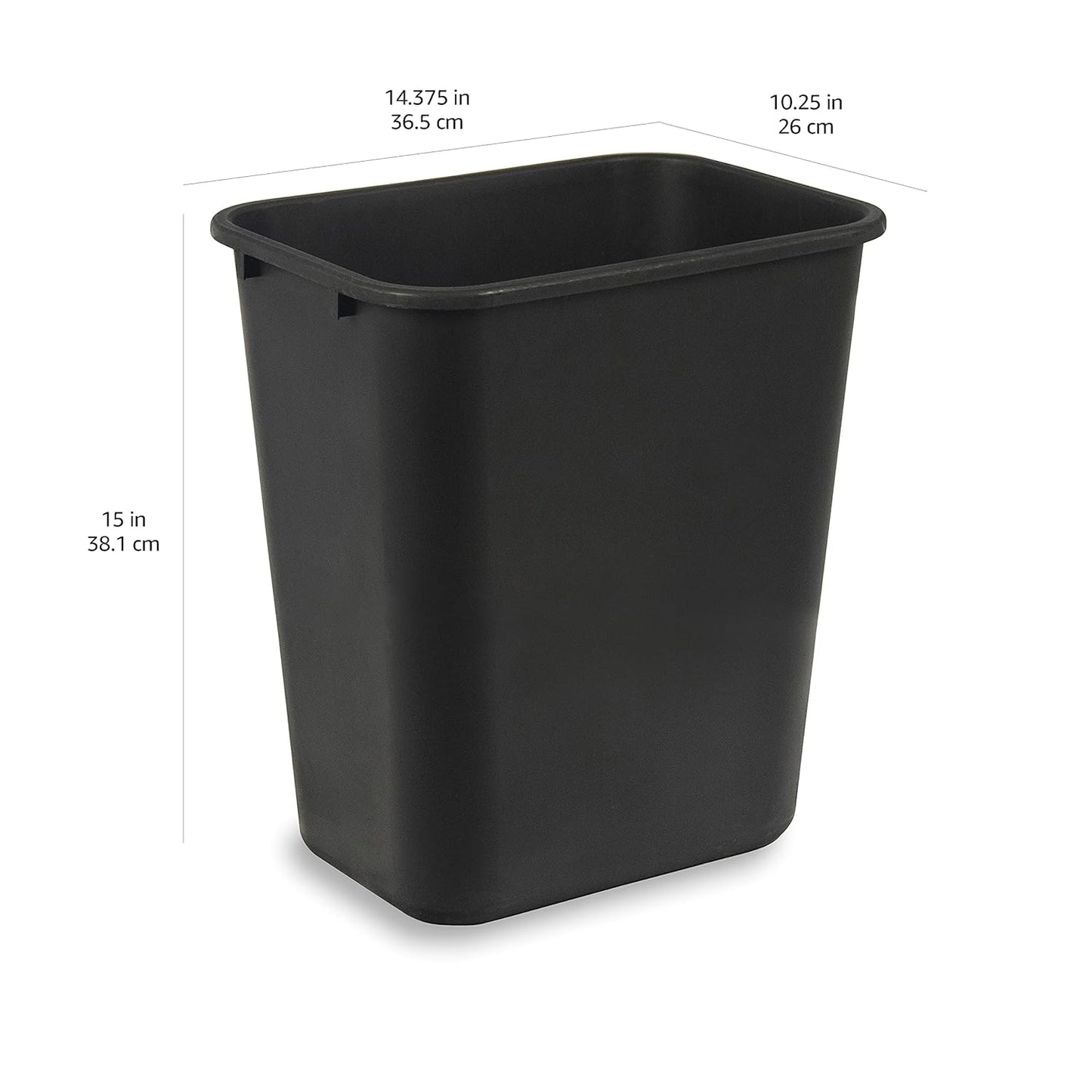 Amazon Basics Trash Can, Rectangular Commercial Office Wastebasket, 7 Gallon (Pack of 6), Black (Previously AmazonCommercial Brand)