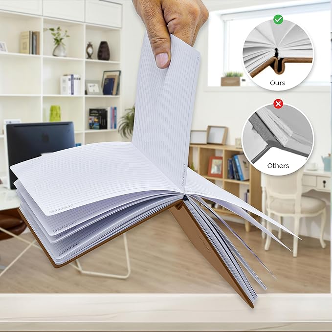 Nextnoid Hardcover Lined Journal Notebook - 120 GSM Thick Paper, Medium A5(5.7" x 8.3"), 160 Pages - Perfect For Writing, Journaling and Note-Taking (Brown,Ruled)