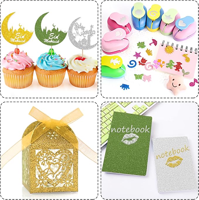 24 Sheets Green Glitter Cardstock Paper, A4 Premium Sparkly Paper for Scrapbook, DIY Projects, Party Decoration, Gift Box Wrapping 250GSM/92lb