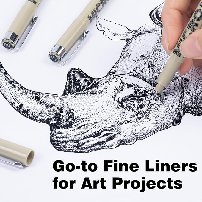 KERIFI Micro-Pen Fineliner Ink Pens, 12 Pack Black Micro Fine Point Drawing Pens Waterproof Archival Ink Multiliner Pens for Artist Illustration, Sketching, Technical Drawing, Zentangle, Scrapbooking