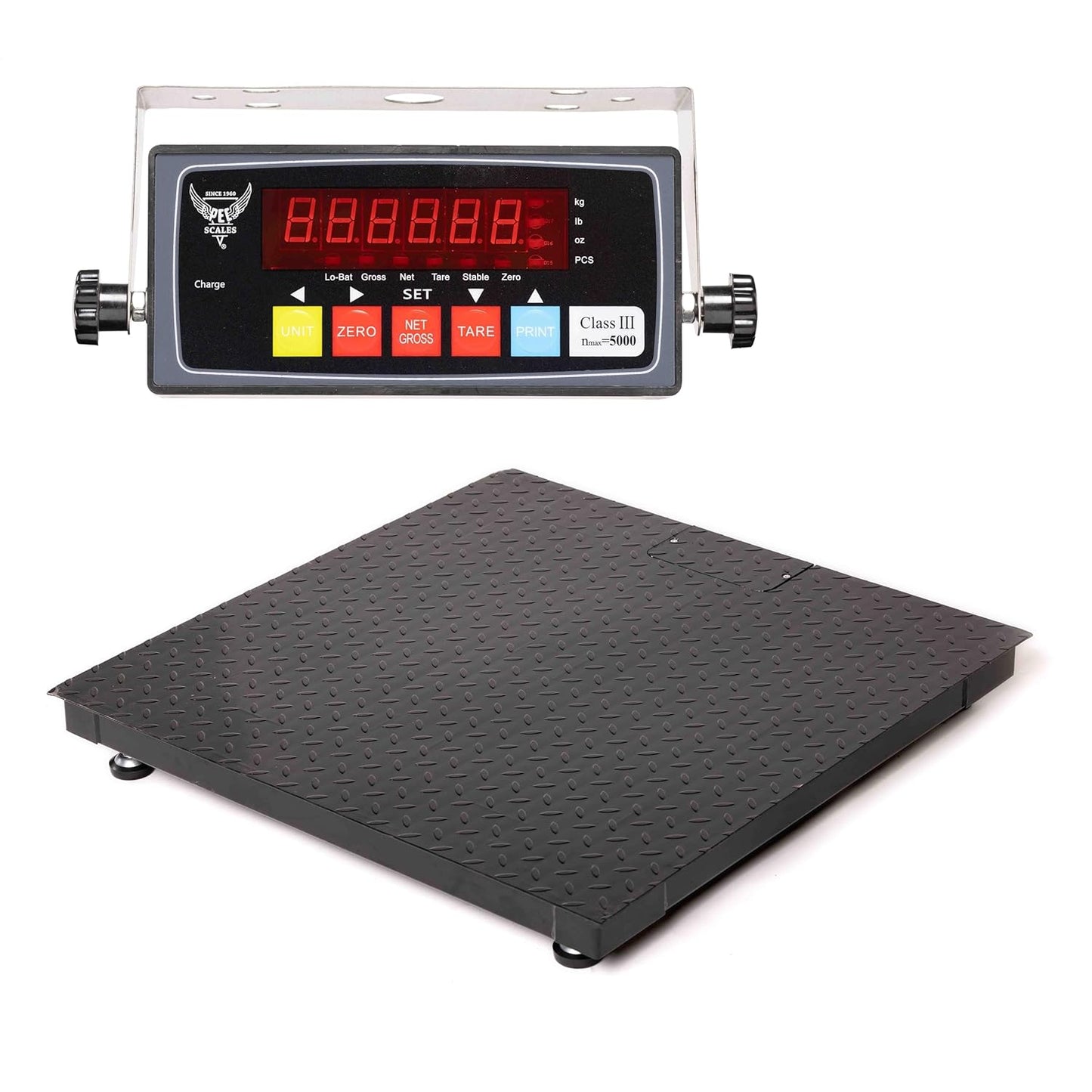 48"x48" Industrial Floor Scale, Heavy-Duty Warehouse Scale with Digital Indicator, Accurate Pallet Scale for Postal Luggage Shipping Mailing Weighing