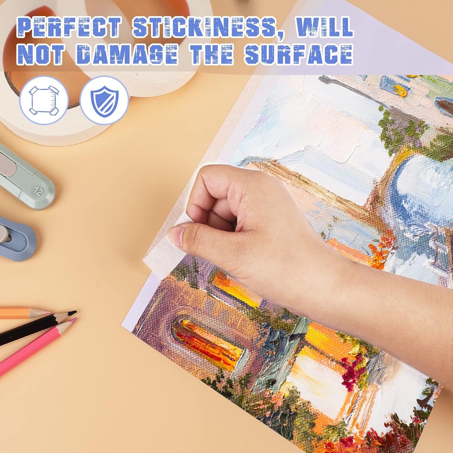 Masking Tape Bulk 10 Packs 0.75 Inch - Masking Tapes Artist Drafting Tapes White Beige, General Purpose for Craft, Art, Office, School, 3/4 Inch x 55 Yards x 10 Rolls