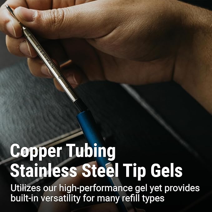 Everyman Grafton Full Click Refillable 0.7mm Ball Point Pen, Black | Sleek Anodized Aluminum EDC Pen with Deep Grooved Grip | Smooth Writing Pocket Pen for Office, Travel, Gifting & Daily Use