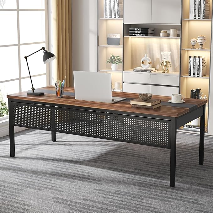 Tribesigns 70.8" Large Executive Office Desk and 47" Lateral File Cabinet Combo, L-Shaped Computer Desk 2 Piece Business Furniture with Drawers and Shelves, Home Office Workstation, Walnut