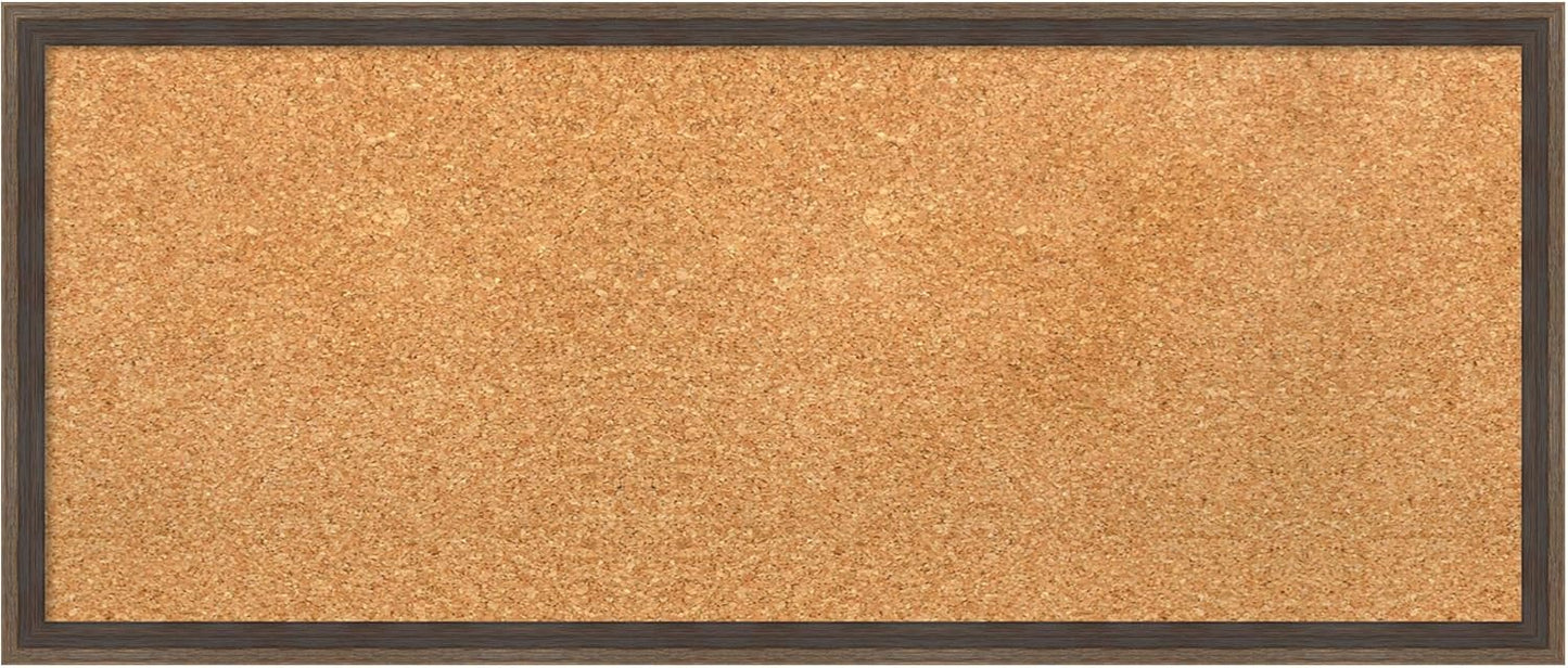 Amanti Art Natural Cork Board for Wall, 13x31 Vision Board with Brown Wood Frame, Medium Corkboard Office Decor for Home Organization, Modern Contemporary Corkboard Pinboard to display items for home