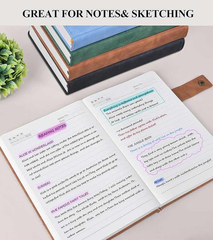 365 Page Thick Lined Journal Notebook for Men Women, A5 Leather Journals for Writing, Hardcover Notebooks for Work, School, Note Taking,Travel, Business,Personal Diary, College Ruled 5.9" x 8.4"