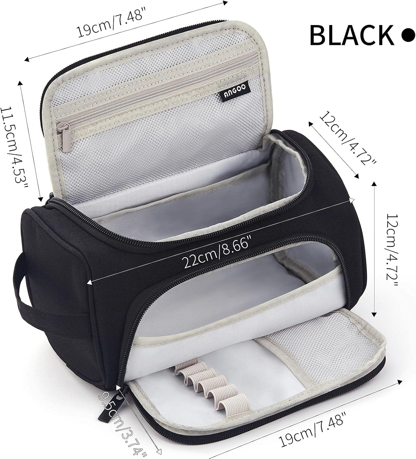 HVOMO Big Capacity Pencil Case High Large Storage Pouch Marker Pen Case Travel Simple Stationery Bag School College Office Organizer for Teens Girls Adults Student（Black）