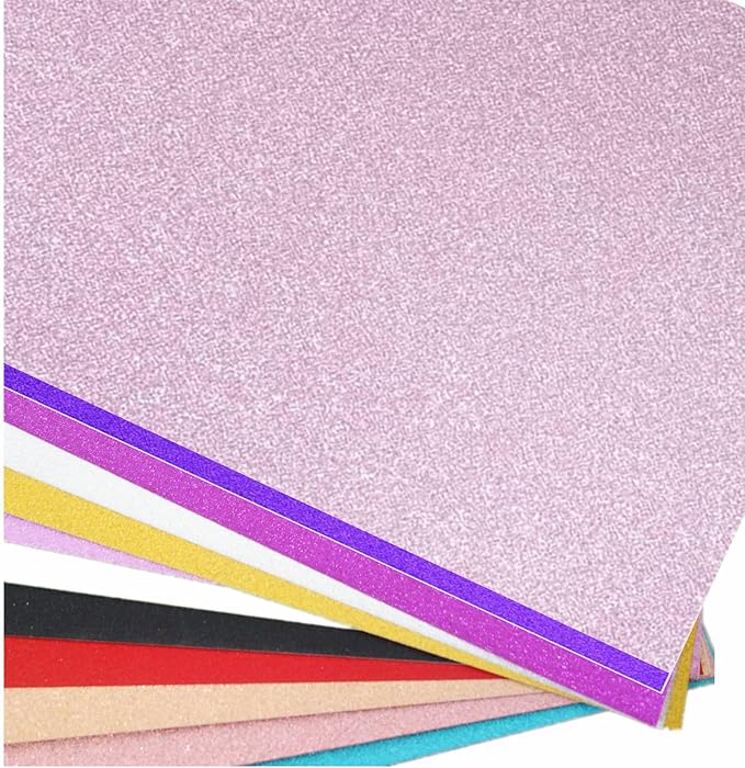 Baisunt 20 Sheets Pink Glitter Cardstock Paper for DIY Art Project, Scrapbook, Birthday Wedding Party Decoration 250GSM(8x12 In, Non Adhesive)