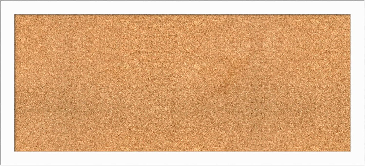 Amanti Art Natural Cork Board for Wall, 23x51 Vision Board with White Frame, Oversize Corkboard Office Decor for Home Organization, Casual Corkboard Pinboard to Display Items for Home Organization in