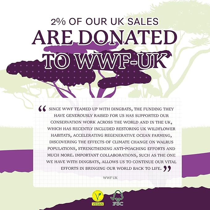 Dingbats* Wildlife Dotted Journal Notebook A5 - Vegan Leather Hard Cover, Ideal for Work, Travel - Pocket, Elastic