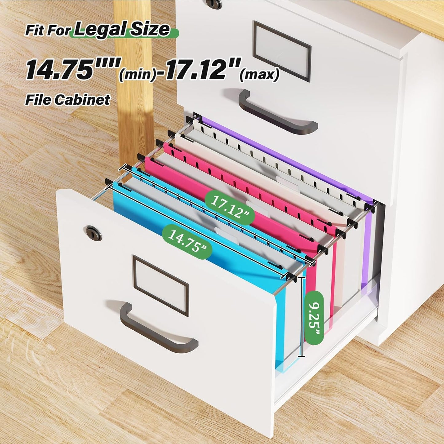 Extra Capacity Legal Size Plastic Hanging File Folders,12 Pack Reinforced Legal Hanging Folder with Heavy Duty 2 Inch Expansion,Filing Cabinet Folder,for Bulky Files, Medical Charts,Assorted Color