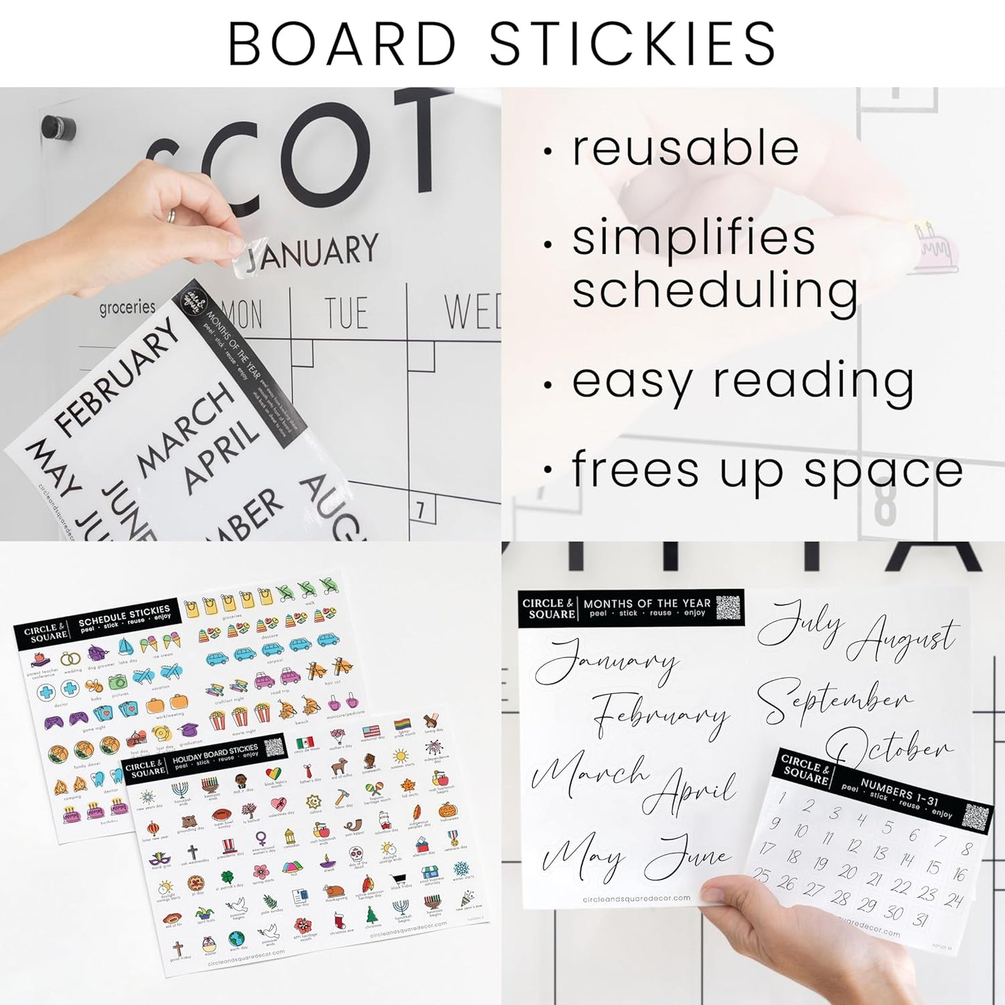 Personalized Clear Acrylic Calendar for Wall, Calendar Whiteboard for Wall, Dry Erase Wall Calendar, Wall Calendar Organizer System for Home (Cursive, Jade, 23"W x18.5"H)