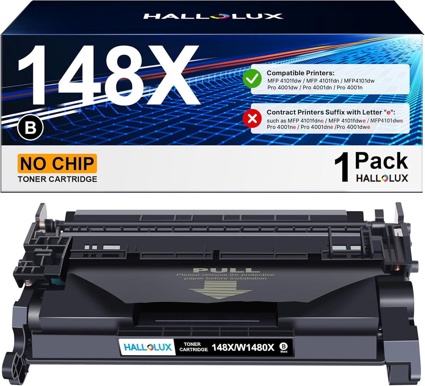 148X Toner Cartridge Replacement for HP 148A Toner Cartridge, W1480X Toner Compatible for HP Laserjet Pro 4001dwe 4001dn 4001dne 4001n 4001ne MFP 4101fdw 4101fdwe 4101fdn 4101fdne (1 Black No Chip)