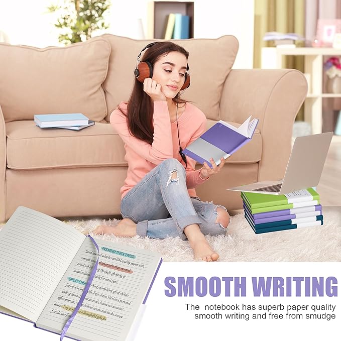 Lined Journal Notebook, 10Pack(Mauve), 160 Pages, Medium 5.7 inches x 8 inches - 100 gsm Thick Paper, Hardcover