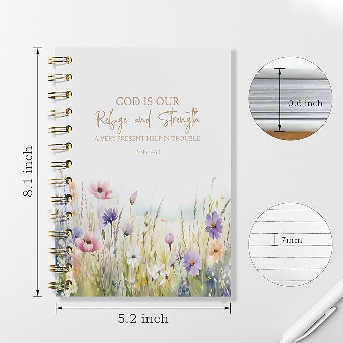 Bible Floral Notebook - Prayer Journal, Christian Gifts Journal, Bible Verse Notebook, Daily Prayer Journal, Bible Notebooks for Note Taking, Christian Gifts, 5.5x8.3 Inches