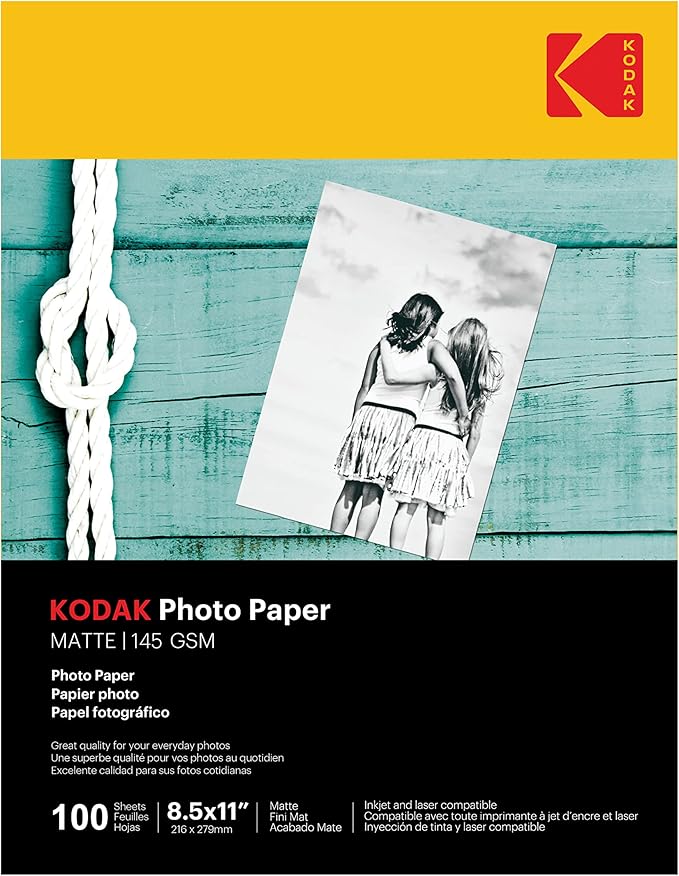 Kodak photo paper 8.5 x 11 matte, 100 count 39 lb - 145 g/m (41184-3510-225)