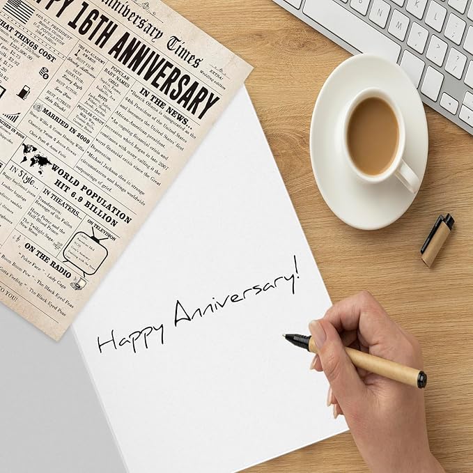 Funny 16th Wedding Anniversary Card, Lovely 16th Anniversary Cards for Her Him, Retro 16 Years Anniversary Card Gift for Parents, Romantic 16 Years Married Aday Gift