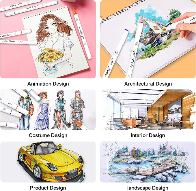 Lelix 61 Colors Alcohol Art Markers, 60 Colors Plus 1 Blender Dual Tip Permanent Marker Pens Highlighters Perfect for Kids Adults Artist Drawing Sketching Card Making & Coloring Books