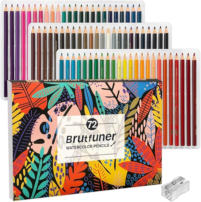 LBW Watercolor Pencils, Set of 72 Professional Colored Pencils Premium Soft Core for Adults Kids Beginners Blending Sketching Shading
