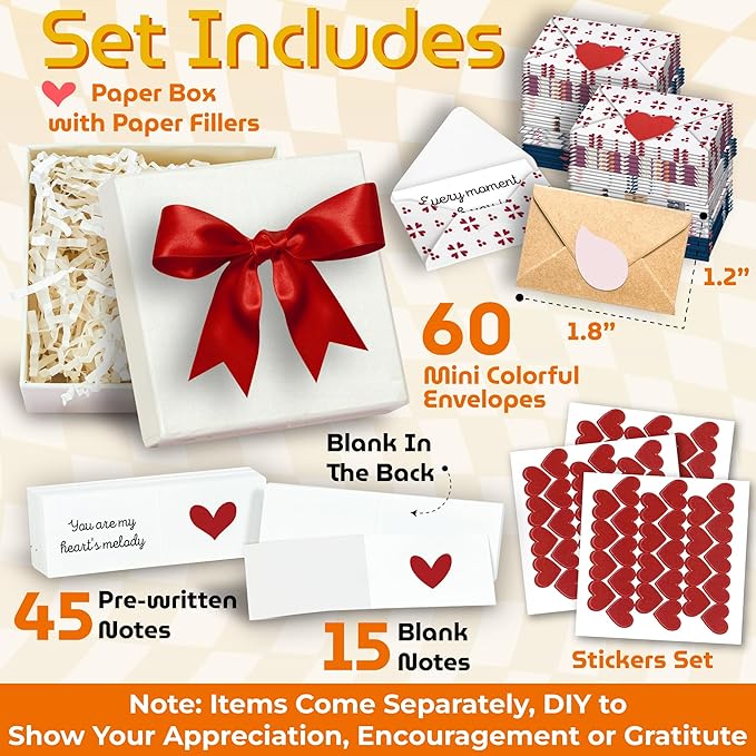 Mini Love Notes For Him Her - Cute Couple Gifts For Him Boyfriend Long Distance, Romantic Valentines Day Gifts For Men, Lunch Box Notes For Husband, Tiny Love Letters Message Note Cards