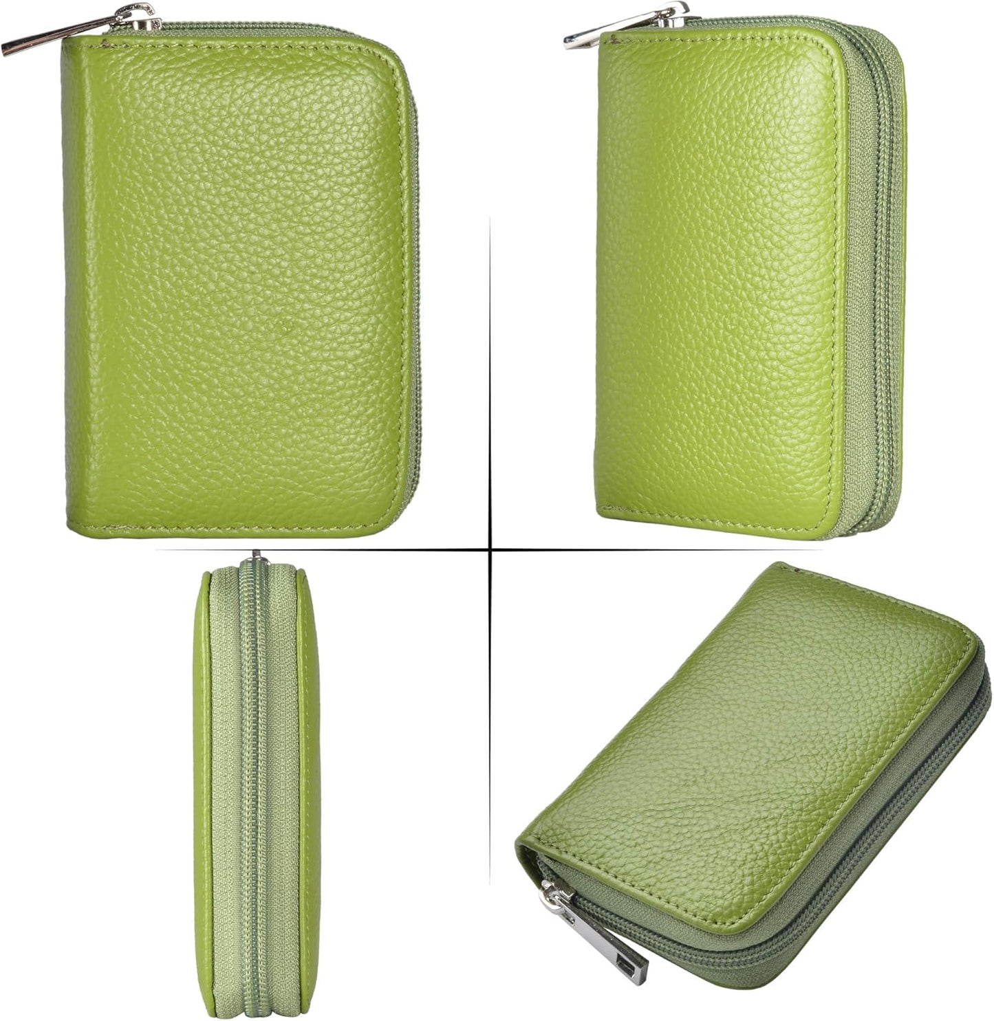 Easyoulife Genuine Leather Credit Card Holder Zipper Wallet With 26 Card Slots