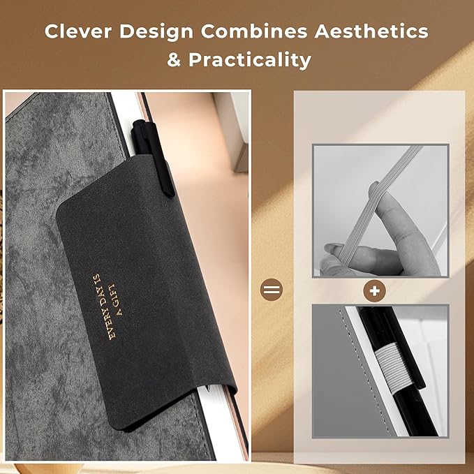 Leather Journal for Men 320 Pages B5 Large Journaling Notebooks with 100 GSM Thick Paper Journals for Writing Notebook for Men & Women with Buckle Closure Work Diary, 7.28" x 10.23", Grey