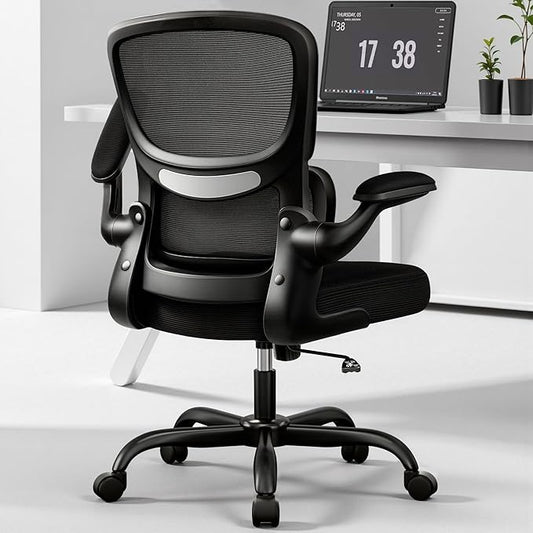 Home Office Desk Chair, Ergonomic Office Chair with Lumbar Support and Adjustable Armrests, Office Chair, Breathable Mesh Mid Back Computer Chair, Modern Comfy Desk Chair