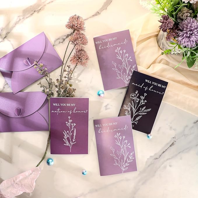 Spakon 16 Pcs Will You Be My Bridesmaid Cards with Envelopes Watercolor Greenery Floral Bridal Proposal Maid of Honor Matron of Honor Invited Favor for Bridal Shower Wedding (Artistic Style)