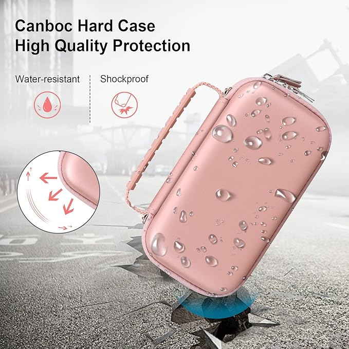 Canboc Carrying Case for NIIMBOT B21 Label Maker, Portable Bluetooth Thermal Label Printer Bag with Removable Shoulder Strap, Mesh Pocket fit Printer Labels, USB Cable, Rose Gold (Case Only)