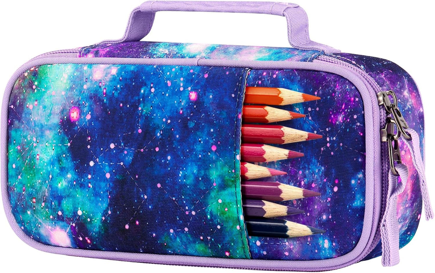 Choco Mocha Galaxy Pencil Case for Girls, Soft Pencil Case Kids Pencils Pouch for Kindergarten Girls, Purple
