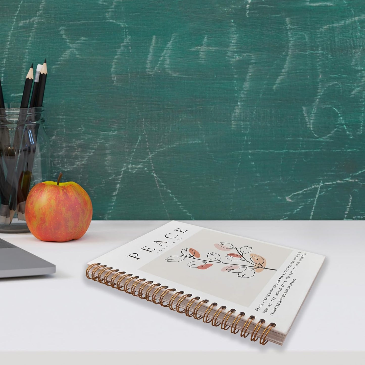 VNWEK Bible Christian Notebook Journal - Christian Notebook for Women, Christian Journals for Writing Women, Boho Notebook, Notebook Spiral Bound with, John 14 27 Writing Pads