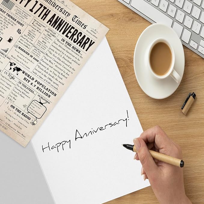 Happy 17th Anniversary Cards Gifts for Women Men, Large 17th Wedding Anniversary Card Gift Ideas for Parents, Unique 17 Year Anniversary Card for Wife Husband
