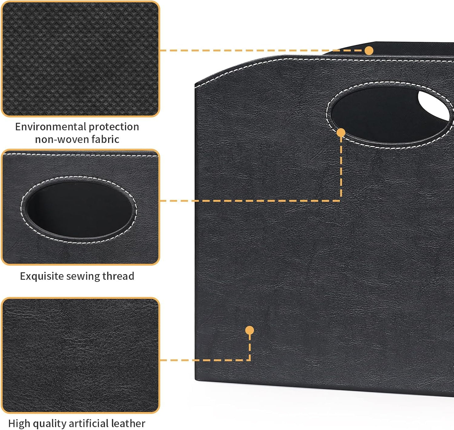 EZDeco Magazine Holder Foldable Magazine Rack Floor PU Leather File Holder Newspaper Book Storage Basket Document File Folder Organizer for Office Home