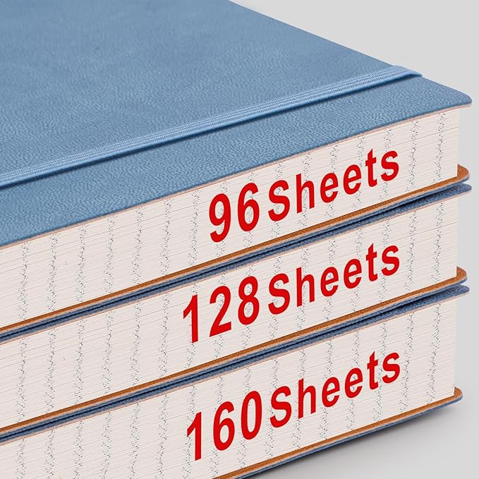 AHGXG Graph Paper Notebook - 320 Pages Grid Paper Notebook Large Journal B5, 100gsm Thick Graph Paper, Leather Softcover, Inner Pocket, 7.6'' X 10''- GrayBlue