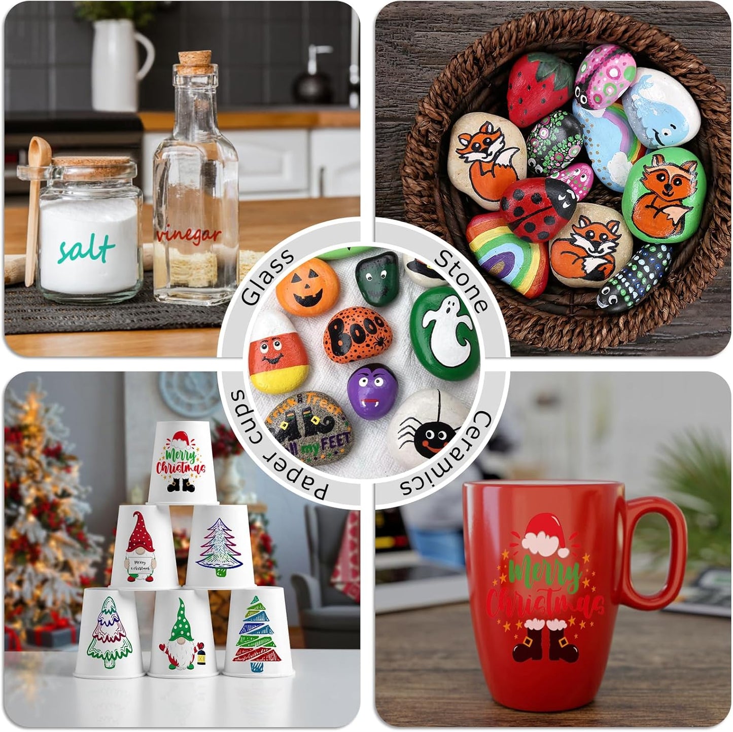 Red Paint Markers, 12 Pack Oil-Based Waterproof Quick Dry Permanent Paint Pen Set for Rocks Painting, Wood, Fabric, Plastic, Canvas, Glass, Mugs, Metal, Tire, Stone, DIY Craft