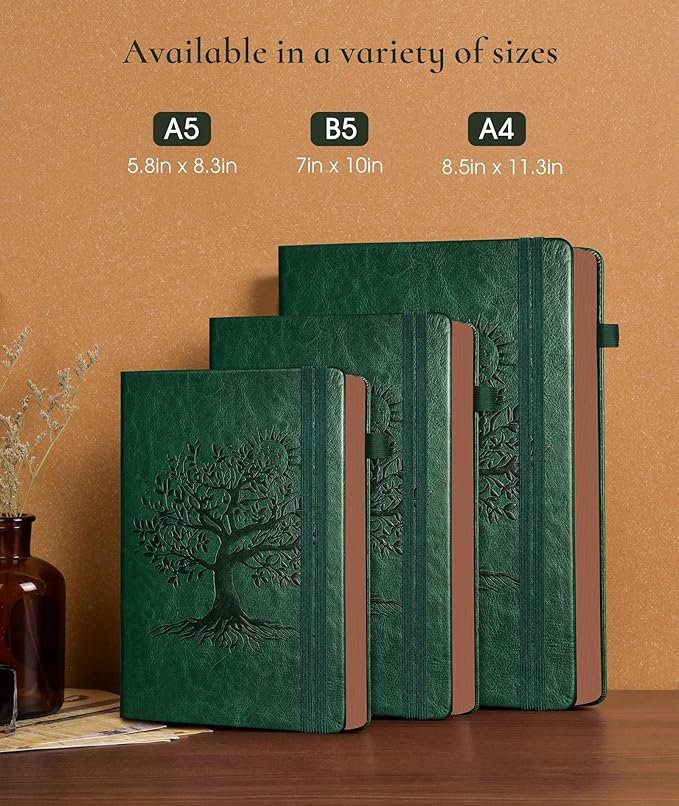 Vintage Leather Journal with 300 Numbered Pages,A4 Lined Journal for Men Women,Daily Journals for Writing,College Ruled Notebook for Work,School,Note taking,Travel Diary,Large (8.5" X 11.3")