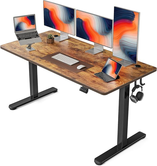 FEZIBO Electric Standing Desk, 60 x 24 Inches Height Adjustable Stand up Desk, Sit Stand Home Office Desk, Computer Desk, Rustic Brown