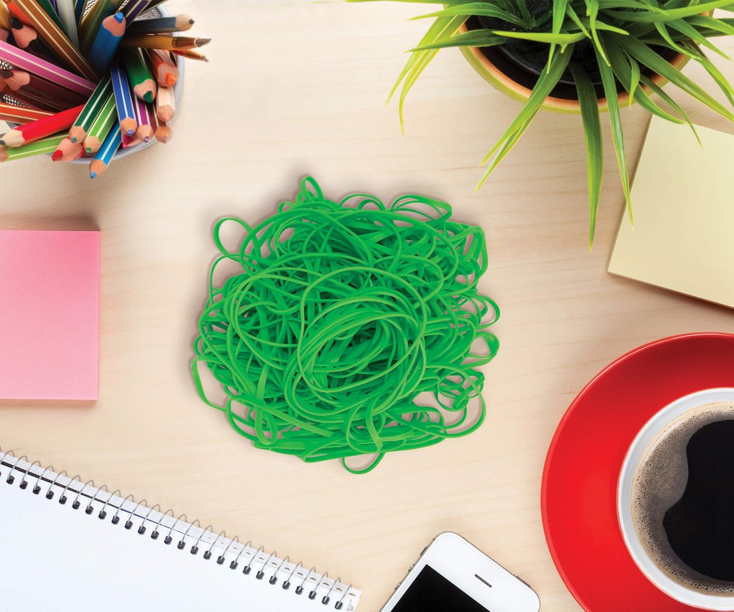 Better Office Products 200 Bright Green Rubber Bands, Size 33, 200/Bag