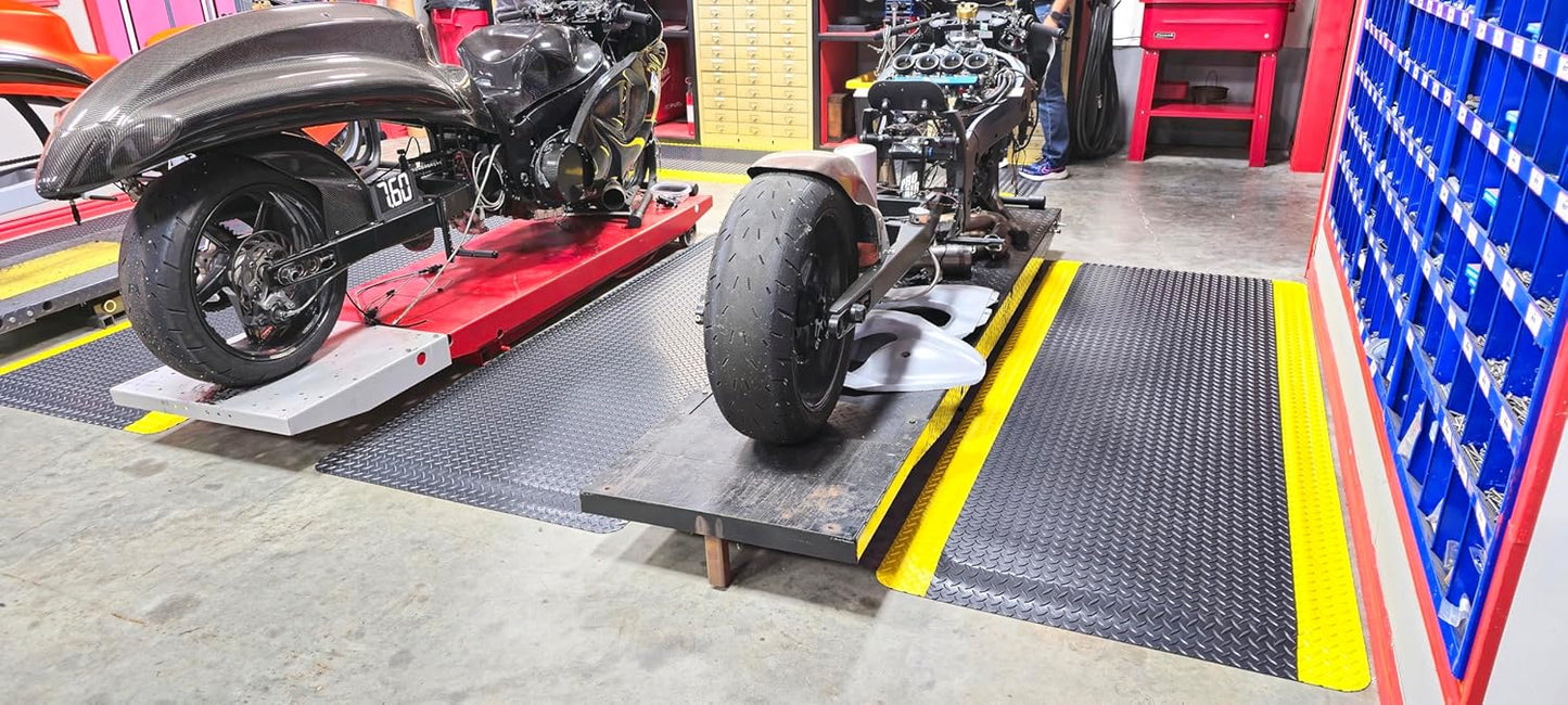 Rhino Mats, American Classic Diamond Anti-Fatigue Mats, Industrial Ergonomic Comfort Standing Mat for Work, Home, Garage, Office, Kitchen or Anywhere (Black/Yellow 1" Thick, 3 FT. x 23 FT.)