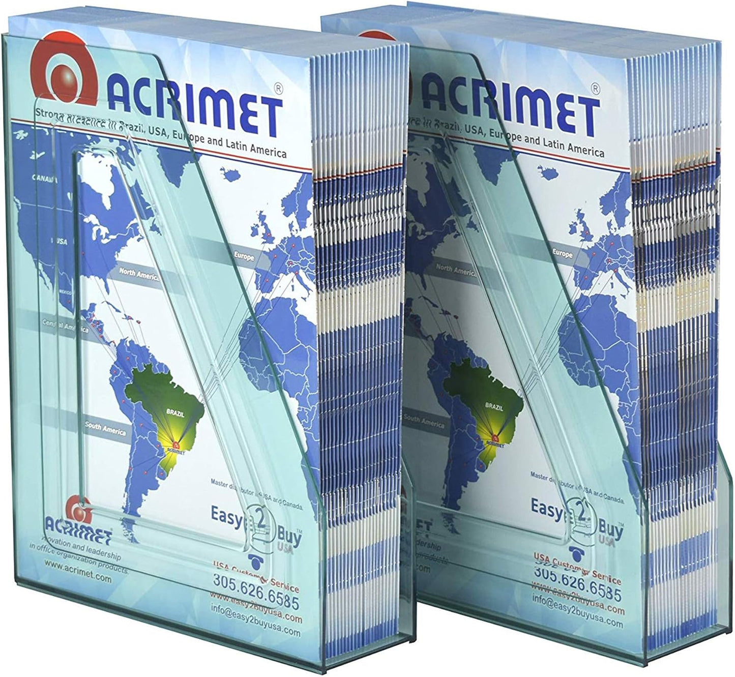 Acrimet Magazine File Holder, Durable Rack, Space-Saving Organizer (Plastic) (Clear Green Color) (2 pack)