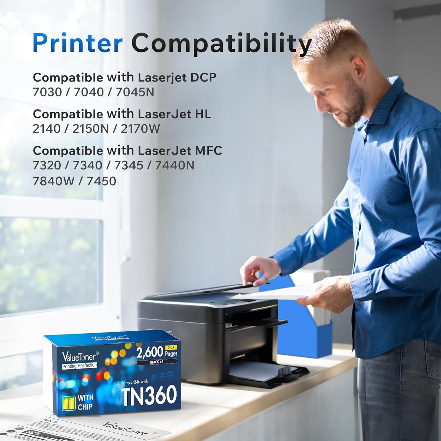 TN360 Toner Cartridge Replacement for Brother TN360 TN-360 TN330 TN-330 High Yield Toner Compatible with DCP-7040 DCP-7030 MFC-7840W HL-2140 MFC-7340 MFC-7440N HL-2170W HL-2150N Printer (2 Black)
