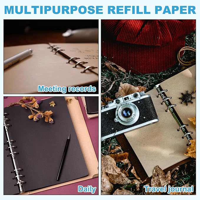 PATIKIL Grid Refill Paper 9-Ring Binder Loose Leaf Planner Filler Paper Planner Inserts, 160 Sheets/320 Pages, Lined