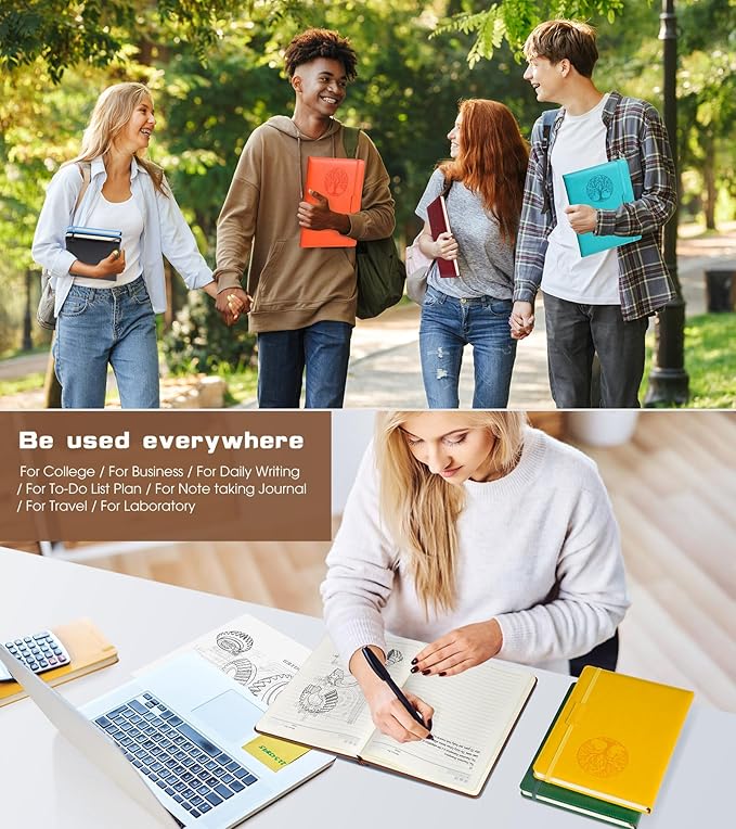 Lined Journal Notebook for Women Men,256 Pages A4 Large Hardcover Leather Journals for Writing,Travel,Business,Work,School,College Ruled Notebooks for Note Taking,Diary Notepad 8.6"×11" (Black)