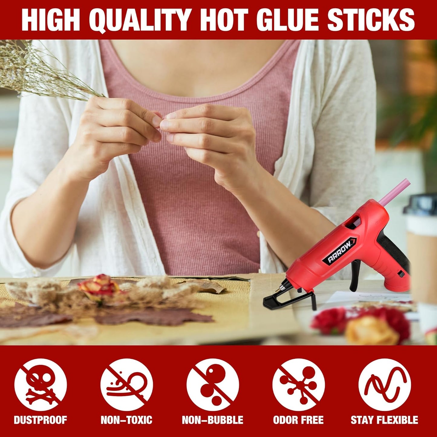 Arrow Mini Hot Glue Sticks, 200 Pack Multi Colored Glue Gun Sticks, Hot Melt High Viscosity All-Purpose Gun Stick in 15 Colors for DIY Art Craft