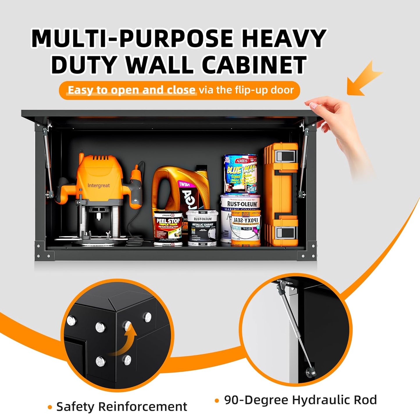 INTERGREAT Metal Wall Cabinet, Wall Cabinets with Lockable Doors and Adjustable Shelves,20" H Cabinets Storage for Garage, Warehouse, Bathroom, Kitchen(Black)