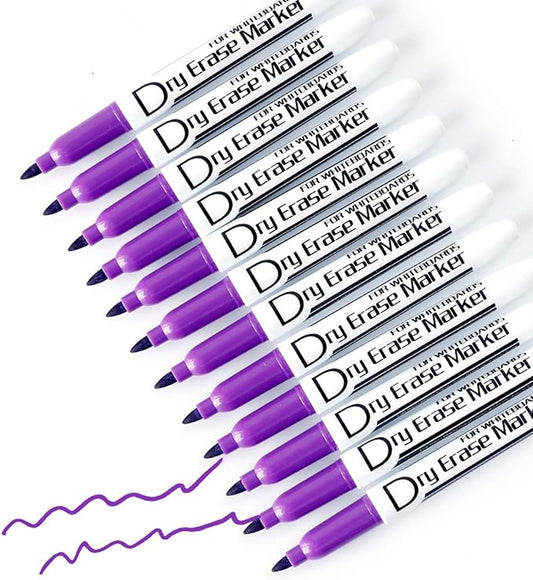 Volcanics Purple Dry Erase Markers Low Odor Fine Whiteboard Markers Thin Box of 12
