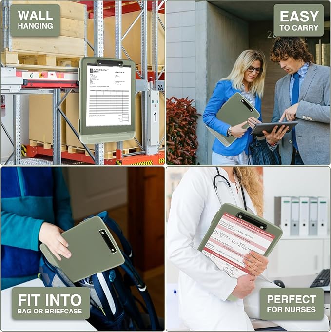 Sooez Clipboard with Storage, High Capacity Nursing Clipboard with Pen Holder, Clip Boards 8.5x11 with Storage, Low-Profile Clip, Lightweight Plastic Clipboard for Teachers, Lawers, Office Workers